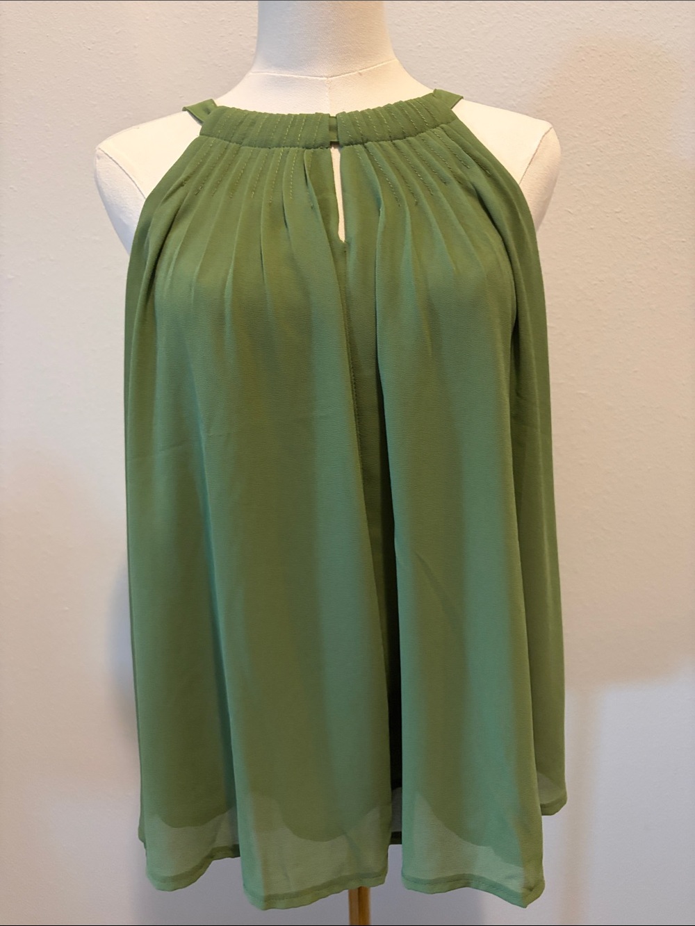Sunday in Brooklyn Olive Green Pleated Halter Top